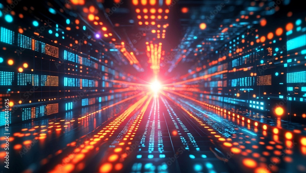 Vibrant abstract data stream with dynamic digital effects Vibrant abstract data stream with dynamic digital effects