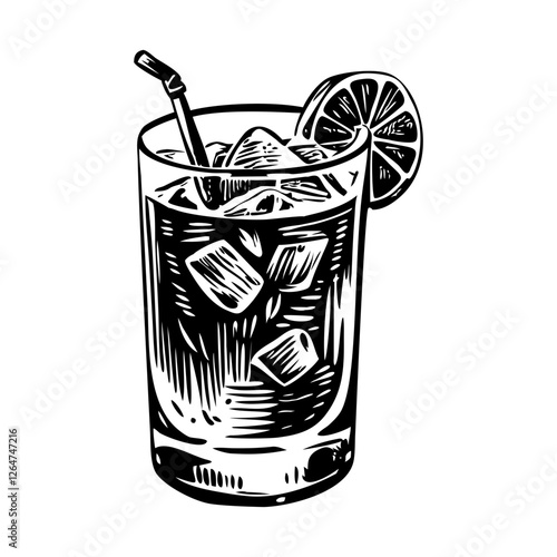 A vintage illustration of cocktail glass