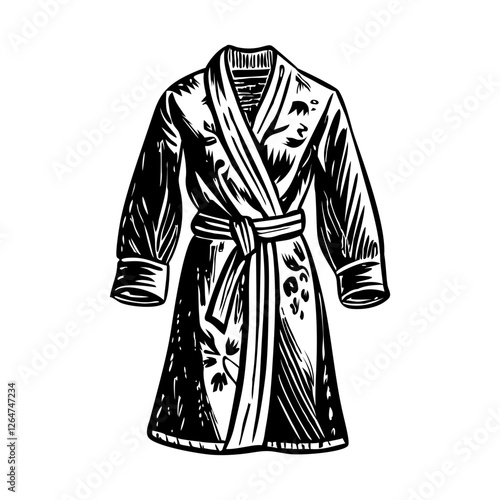 Bridal robe illustration in vintage style