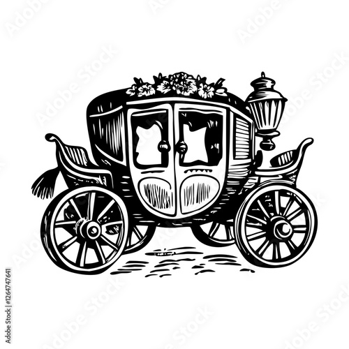 Vintage illustration of a wedding carriage