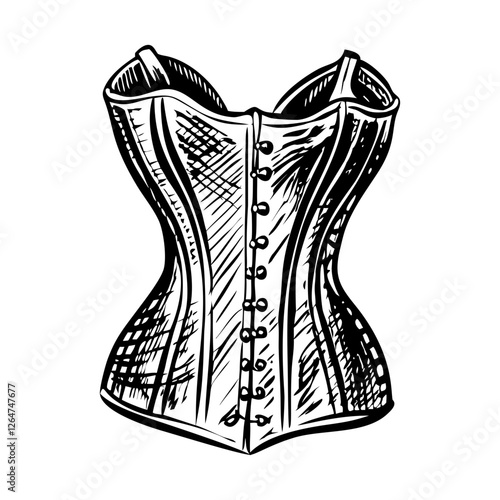 Bridal corset illustration in sketchy style