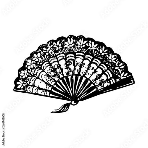 Vintage style illustration of a hand fan