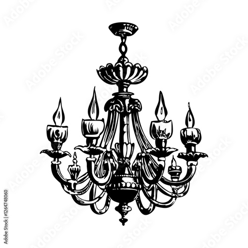 Vintage style illustration of a beautiful chandelier