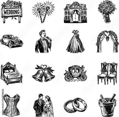 Collection of Vintage Wedding Illustrations

