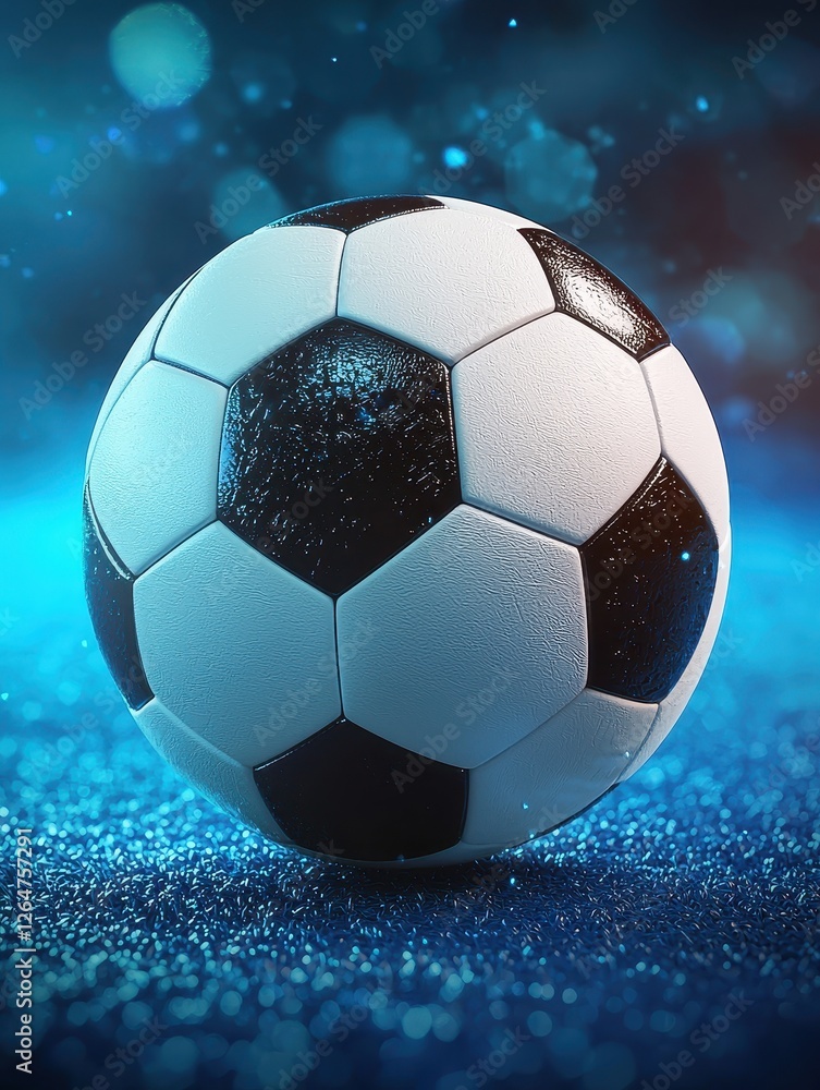 Fototapeta premium Exciting soccer match ball stadium sports equipment dynamic environment close-up view athletic concept