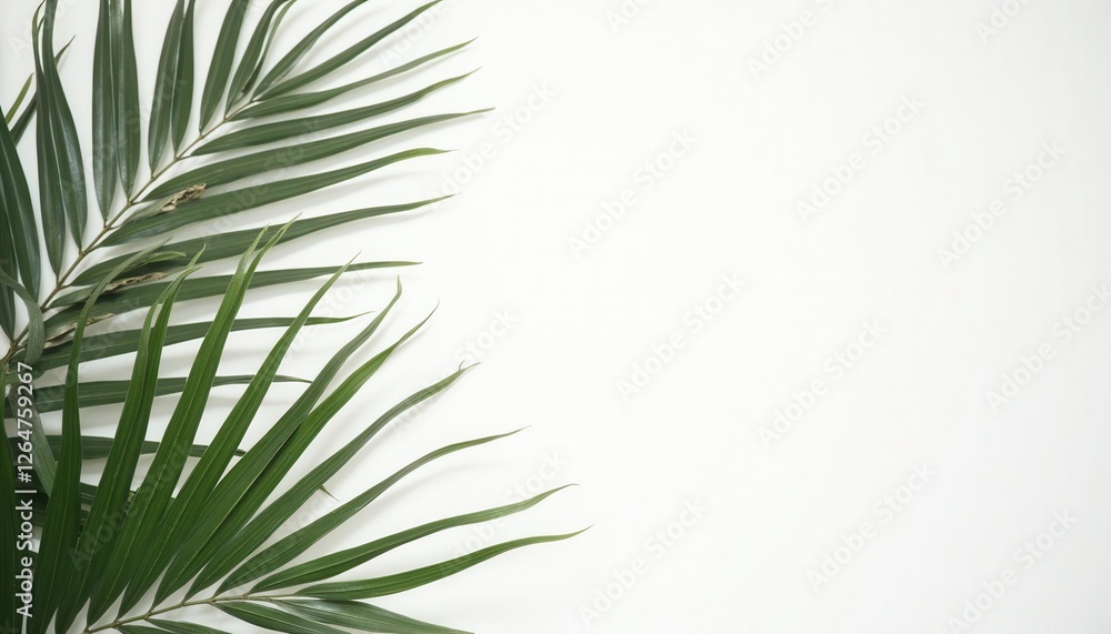 Fototapeta premium Tropical Palm Leaves on White Background for Summer or Vacation Designs