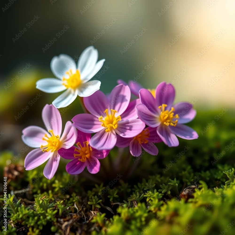 a serene and vibrant image of a cluster of intricately detailed a serene and vibrant image of a cluster of intricately detailed