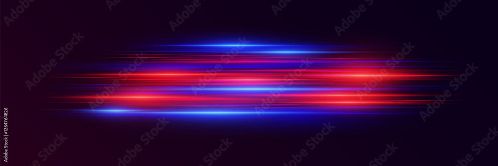 Naklejka premium Neon light trails with the effect of speed and movement. Vector illustration