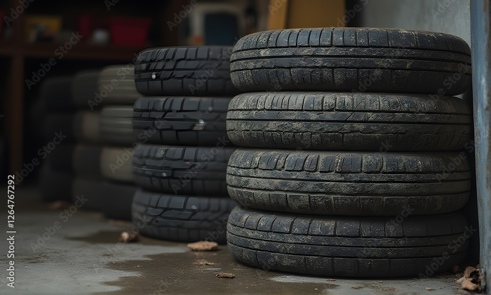 Stacked Used Car Tires