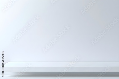 Wallpaper Mural A minimalist white shelf against a blank wall, creating a clean and modern aesthetic suitable for display or storage. Torontodigital.ca