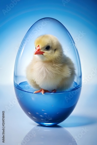 little chicken on a blue background