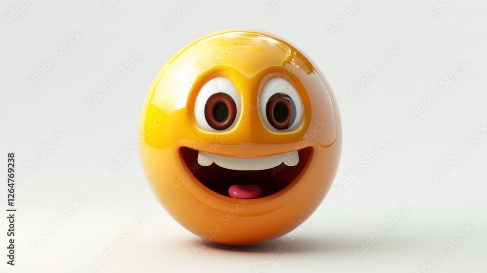Fototapeta premium 3D realistic emoji from an elevated and diagonal perspective, capturing detailed textures and expressions on a white background