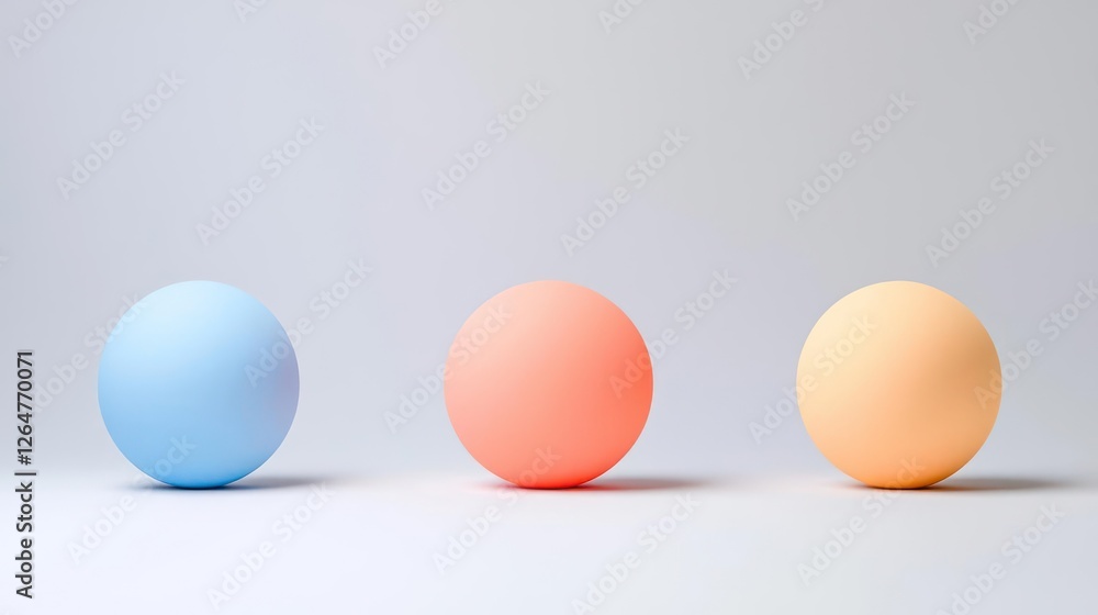 Fototapeta premium Three Pastel Colored Spheres on White Background