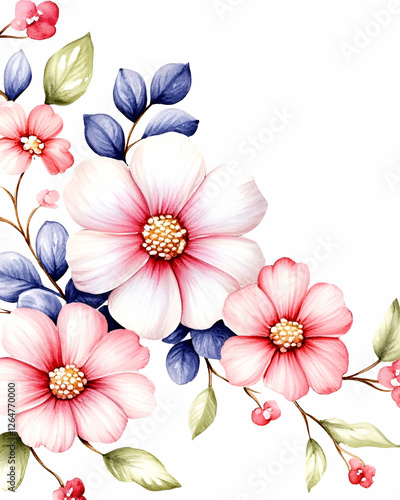 Wallpaper Mural A vibrant illustration featuring delicate flowers in shades of pink and blue, showcasing the beauty of nature. Ideal for design projects, wallpapers, or botanical themes. Torontodigital.ca
