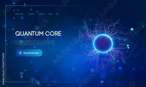 Quantum computing security and AI technology background. Exploring Quantum computing and brain technology mechanics. Edge Computing futuristic flow background.