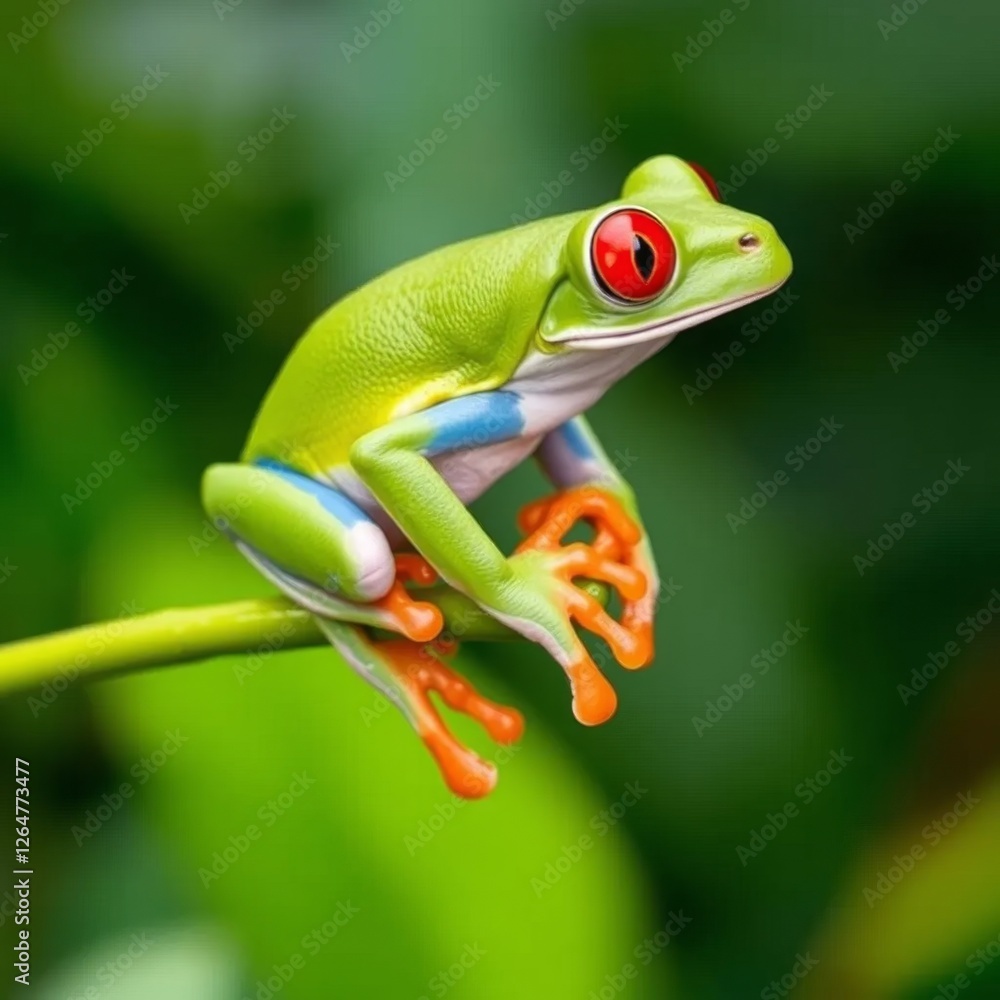 Naklejka premium frog sitting on a branch