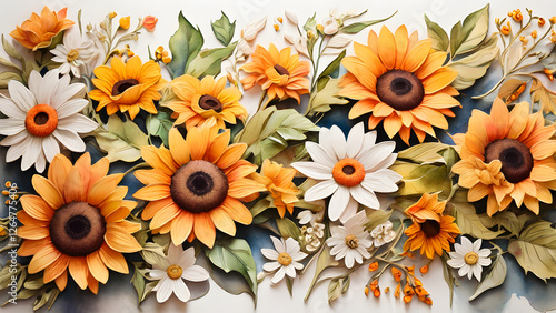 A seamless floral design with a vintage, rustic feel.