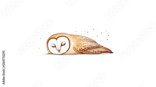 A serene illustration of a resting barn owl with soft colors, evoking tranquility and nature