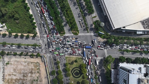 Traffic jam in Saigon seen from above