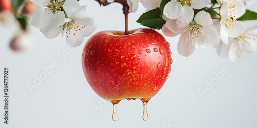 apple dripping with honey hanging off the bottom