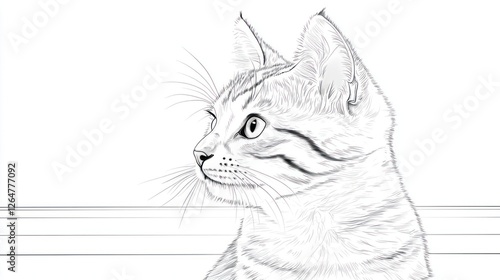 Wallpaper Mural Black And White Sketch Of A Cat Looking Right Torontodigital.ca
