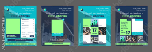 instagram webinar social media template banner slider carousel post online seminar web summit business flat templates navy blue green color flat modern minimal poster vertical size design background