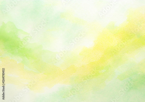 黄色と緑の和紙水彩背景