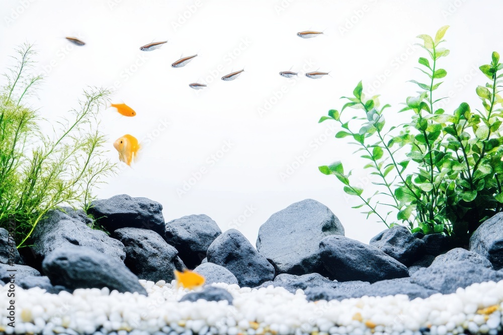 Elegant aquarium gravel with stunning details against a clean white backdrop offering versatility for aquatic environments Elegant aquarium gravel with stunning details against a clean white backdrop offering versatility for aquatic environments