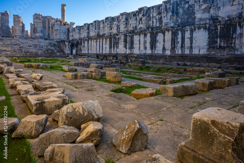 The ruins of Didyma are located a short distance to the northwest of modern Didim in Aydın Province, Turkey. It sits on a headland that in antiquity formed the Milesian Peninsula. Didyma was the large photo