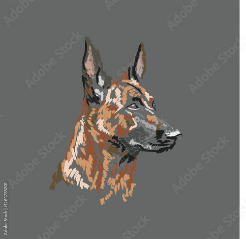 Belgian shepherd dog painting portrait 