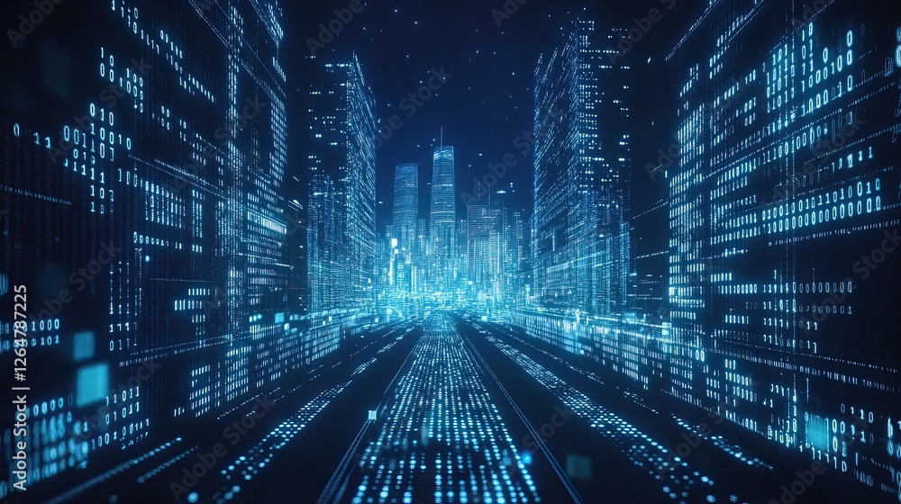 The background of advanced digital technology, binary code, and digital cityscapes, with a serene blue theme, embodies the power of online data flow in modern commerce. The background of advanced digital technology, binary code, and digital cityscapes, with a serene blue theme, embodies the power of online data flow in modern commerce.