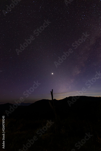 On a dark day, without moonlight, you can see millions of stars and the Milky Way in Chiang Mai, Thailand.