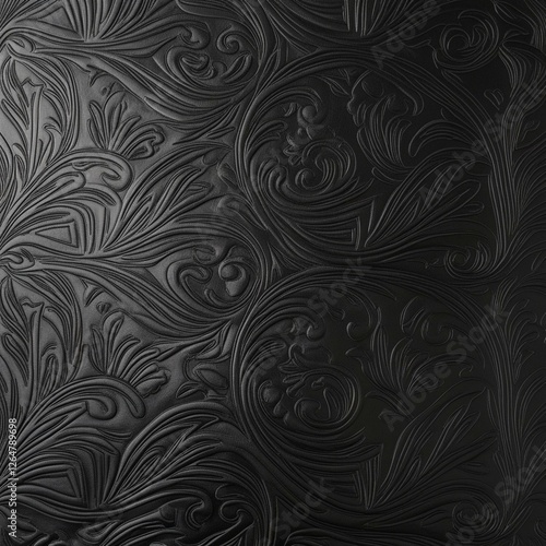 a sophisticated black background with intricately embossed patterns