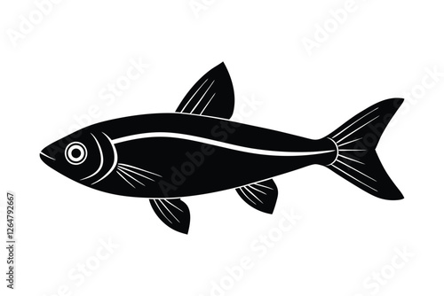 Silhouette of Neon tetra fish vector art illustration.eps