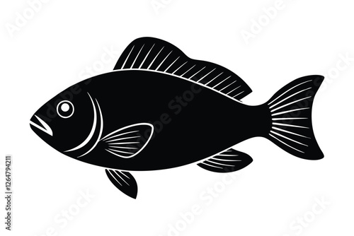 Silhouette of Tilapia fish vector art illustration.eps