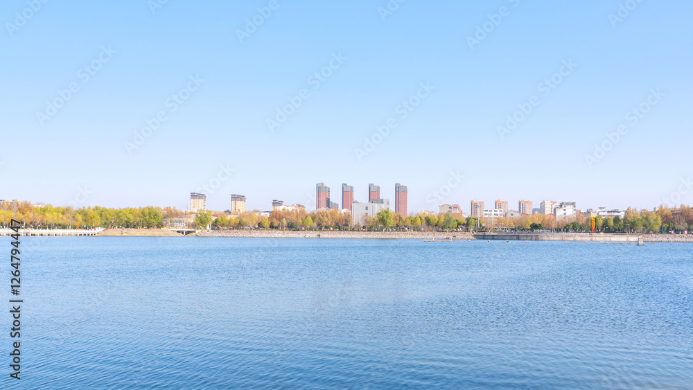 Fototapeta premium Nice city park by the lake