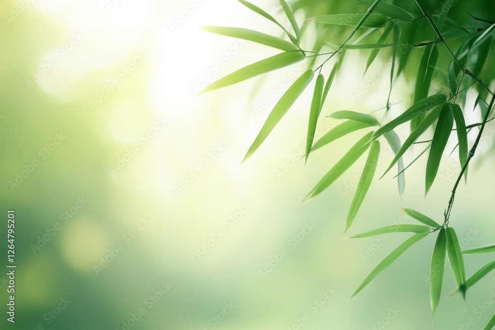 Elegant bamboo leaves with soft lighting create a serene and eco-friendly ambiance in a modern setting Elegant bamboo leaves with soft lighting create a serene and eco-friendly ambiance in a modern setting