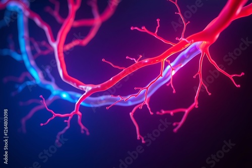 Blood Vessels Artery Vein Network Showing Blood Flow Under Dramatic Lighting