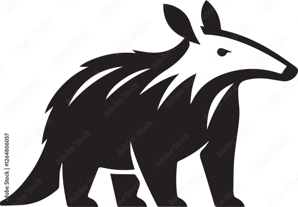 Fototapeta premium A simple Aardvark silhouettes vector style with whiterint