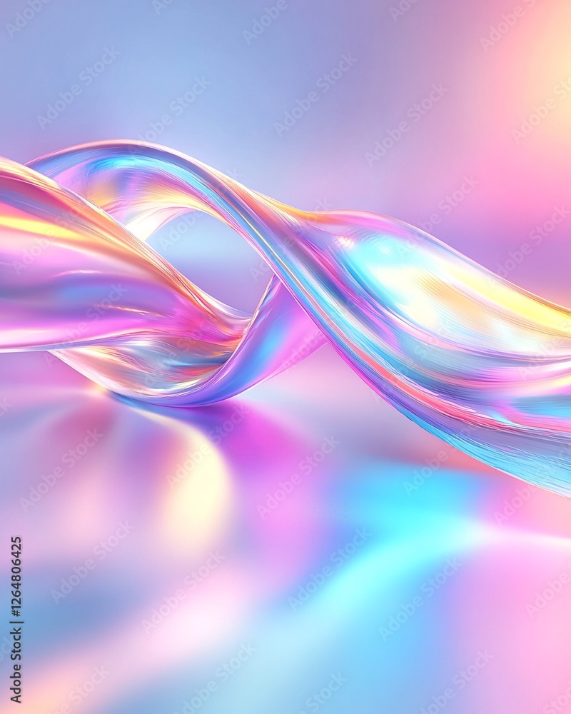 Colorful Abstract 3D Swirl with Iridescent Hues and Soft Light Effects Colorful Abstract 3D Swirl with Iridescent Hues and Soft Light Effects