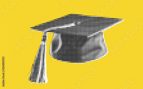 Stylized Graduation Cap on Yellow Background
