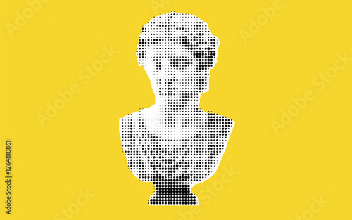 Stylized Classical Bust on Yellow Background