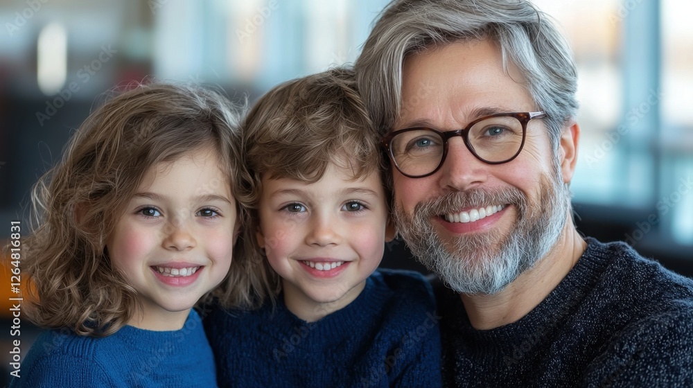 Warm and Joyful Family Portrait at Home Parents and Children Embracing in a Comfortable Cozy Domestic Setting Warm and Joyful Family Portrait at Home Parents and Children Embracing in a Comfortable Cozy Domestic Setting