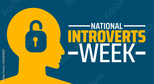 National Introverts Week background banner or poster design template. observed every year in March. Holiday concept. Use to any Template, card, poster, placard, template.