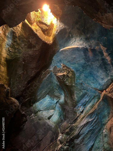 inside cave lit from above