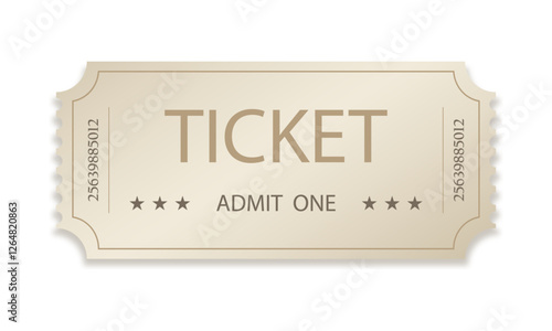 Ticket template isolated on white background.