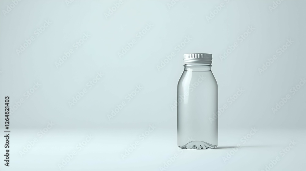 Clear Plastic Bottle With White Cap On White Background Clear Plastic Bottle With White Cap On White Background