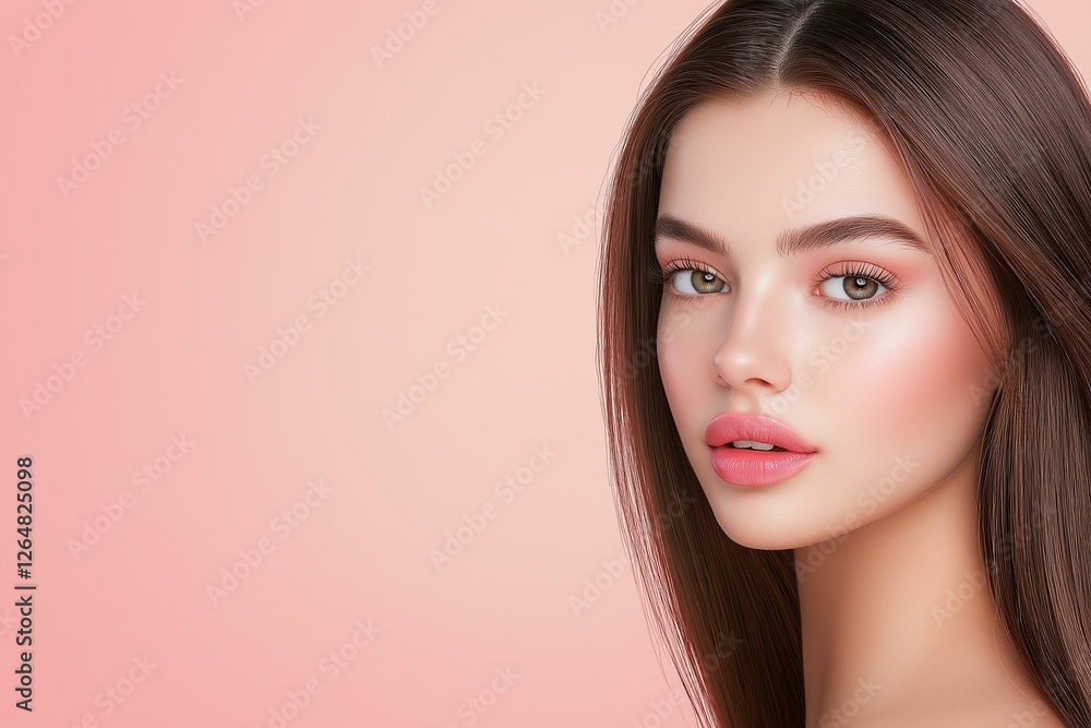 Close-up portrait of a beautiful young woman with flawless skin and soft features. Close-up portrait of a beautiful young woman with flawless skin and soft features.