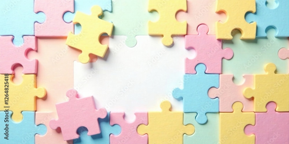 Pastel Puzzle Pieces Forming a Blank Space for Creative Ideas and Solutions Pastel Puzzle Pieces Forming a Blank Space for Creative Ideas and Solutions