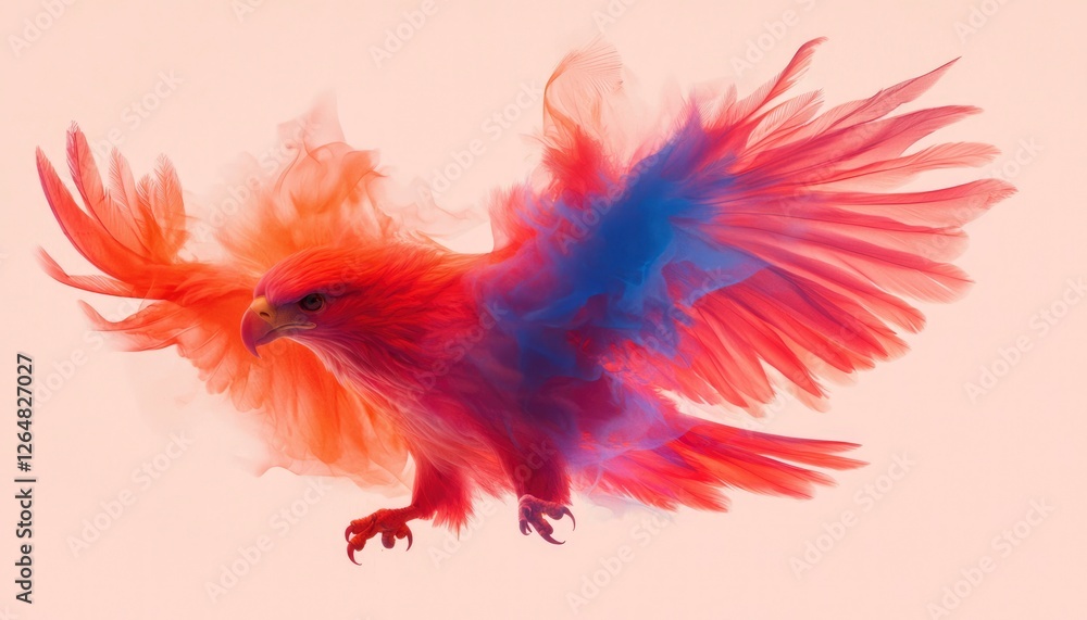 Obraz premium Colorful eagle soars with blended paint effect. Possible graphic for posters